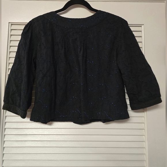 Art and Soul - 100% Cotton Cut-Out Pattern Crop Jacket - Picture 3 of 5